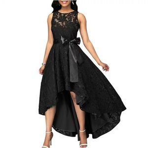 Lacy High Lo Black Dress